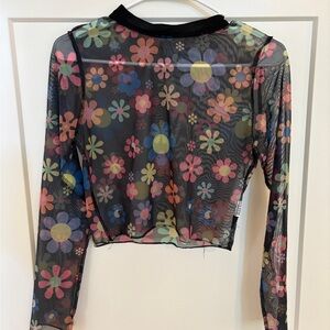 Floral Mesh Long Sleeve Top